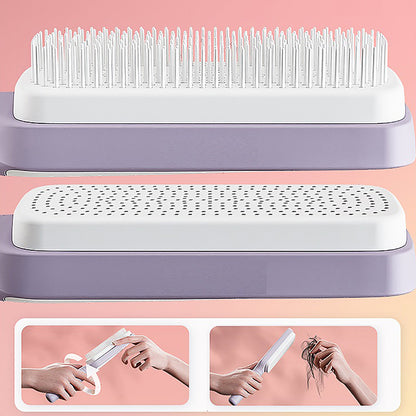 Self Cleaning Hairbrush Women Hair Brush One-key Cleaning Hair Loss Comb Anti-Static Hairbrush