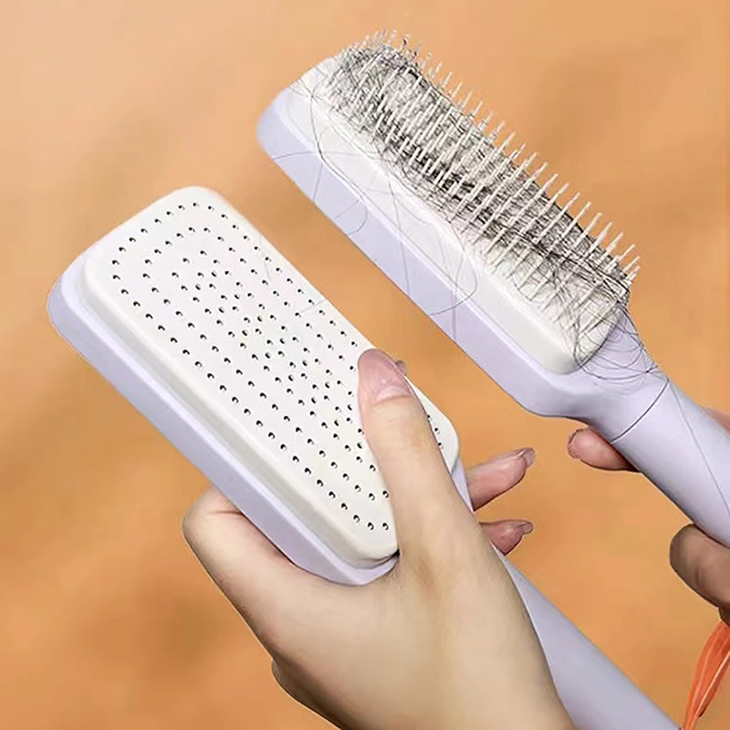 Self Cleaning Hairbrush Women Hair Brush One-key Cleaning Hair Loss Comb Anti-Static Hairbrush