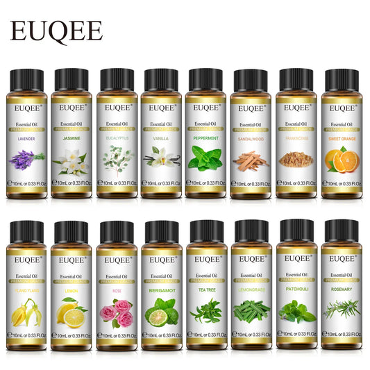 EUQEE 10ml Natural Plant Essential Oil with Dropper For Diffuser Humidifier