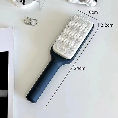 Self Cleaning Hairbrush Women Hair Brush One-key Cleaning Hair Loss Comb Anti-Static Hairbrush