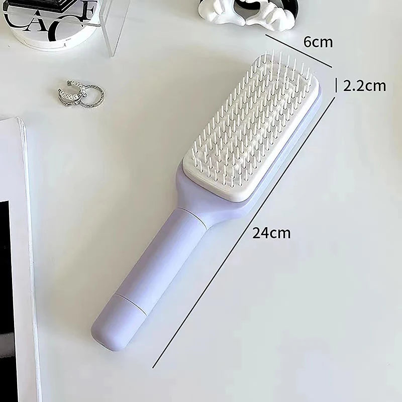 Self Cleaning Hairbrush Women Hair Brush One-key Cleaning Hair Loss Comb Anti-Static Hairbrush