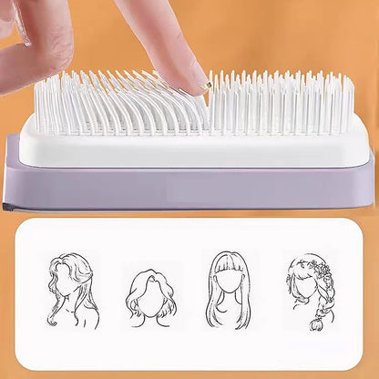 Self Cleaning Hairbrush Women Hair Brush One-key Cleaning Hair Loss Comb Anti-Static Hairbrush